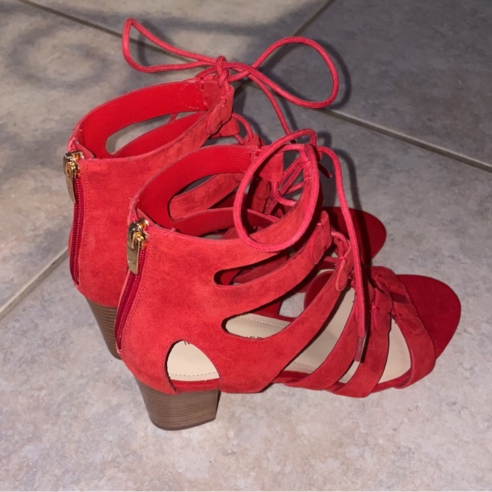 Marc Fisher Red Suede Paradox Sandal - Picture 3 of 5